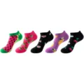 5-pair set of cute fruit pattern low cut socks, breathable summer ankle socks for women. - One Size / Tropical Fruit Set