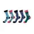 Cute cartoon animal pattern crew socks, assorted color mid-tube cotton socks 5-pack. - One Size / Group 42 (219+220+221+222+223)