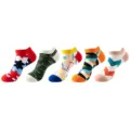 Colorful low-cut ankle socks set of 5 pairs, breathable summer casual cotton socks for daily wear. - One Size / Graffiti Geometric Set