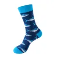 Ocean marine style mid-tube cotton socks featuring stylish fish print, comfortable fit. - One Size / Fish