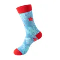 Ocean series mid-tube cotton socks with cute marine animal prints and red contrast cuffs. - One Size / Jellyfish & Octopus