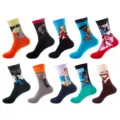 Unisex art painting printed crew socks 10-pack, trendy autumn winter casual cotton socks wholesale. - Oil Painting Group 2