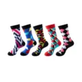 Men colorful geometric pattern mid-calf socks 5 pairs set trend street style socks wholesale - One Size / Group 46 (241+242+243+244+245)