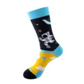 Chaussettes mi-hautes tendance motif astronaute espace dessin animé en coton coloré - Style Astronaute Ciel Étoilé (246)