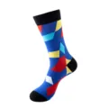 Chaussettes en coton à motif géométrique coloré, chaussettes longues élégantes au quotidien. - Style Color Block Géométrique (242)