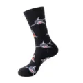 Schwarze Crew-Socken mit coolem Haifisch-Muster, bequeme Baumwollmischung für den Alltag. - Einheitsgröße / Hai