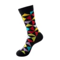 Chaussettes en coton à motif géométrique triangulaire coloré pour hommes et femmes - Style Color Block Triangle (243)