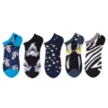 5 Paar Sommer flache Low-Cut-Socken mit lustigen Cartoon-Tier-Prints, bequemer Freizeitstil. - Einheitsgröße / Tier Cartoon Set