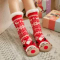 Winter Weihnachten Plüsch dicke Fleece-Bodensocken für Frauen gemütliche Indoor-Kleidung - Einheitsgröße / Rentier mit Hut