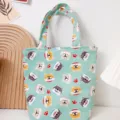 Leuke cartoon hond canvas lunchtas, lichtgroene draagbare casual handtas voor dagelijks. - Hondenkop / Muntgroen