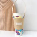 Beige Canvas Tassenhuelle mit Tragegurt, tragbarer isolierter Getraenkehalter fuer Kaffee. - Khaki