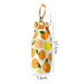 Custodia per bottiglia in tela con stampa arancione carina, borsa portatazza portatile 27.7cm. - Coulisse Grande / 27.7x7.6cm