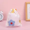 Mini borsa portaoggetti con coulisse in cotone stampa floreale simpatica piccola custodia rossetto - Fiore