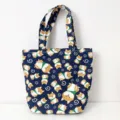 Cute cartoon shiba inu canvas bento bag portable handbag daily storage tote lunch bag - Dog / Dark Blue