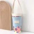 Hellblauer Leinen-Becherhalter mit Tragegurt, minimalistischer isolierter Becherhalter für Alltag. - Hellblau
