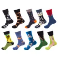 10-pack colorful crew socks with fun animal and plant patterns for men and women. - Ocean Series