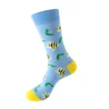 Blaue Ozean Stil Socken mit gelben Absätzen und niedlichem Fische Algen Muster Variante. - Einheitsgröße / Tropischer Fisch