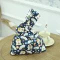 Japanische Knoten-Handtasche mit süßem Shiba Inu Cartoon-Druck, Canvas-Stoff, Handy-Tasche. - Blauer Fächerhund