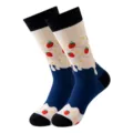 Women cute strawberry mid-calf socks sweet ice cream dopamine design fashion cotton socks. - Strawberry Ice Cream Contrast (381)