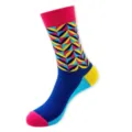 Colorful geometric patterned mid-calf socks for men, stylish daily casual footwear style. - One Size / Multicolor Argyle Texture (435)