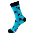 Unisex mid-calf cotton socks with killer whale pattern, stylish streetwear for winter. - One Size / Orca Pattern (W020-363)