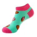 Cute dessert print short ankle socks for women, trendy mint green cotton boat socks. - One Size / Mint Green (Dessert C126)