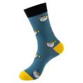 Stylish crew socks for men and women featuring a cute pufferfish pattern design style. - One Size / Pufferfish Pattern (W020-364)