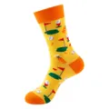 Colorful novelty golf pattern mid-calf socks for men, fun trendy yellow casual dress socks. - One Size / Yellow Golf (416)