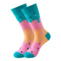 Dopamine ice cream style mid-calf socks for women and couples, colorful fashion daily wear. - Ice Cream Color Blocking (386)