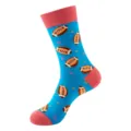 Colorful football print crew socks for men, stylish athletic casual novelty fashion socks. - One Size / Bright Blue Rugby (418)