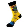 Calcetines amarillos space alien gamer estilo urbano streetwear de algodón para hombres - Talla única / Alienígena Estilo Píxel Amarillo Negro (377)