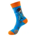 Colorful mermaid print crew socks for women and men, stylish cotton casual daily wear. - One Size / Mermaid Pattern (W020-367)