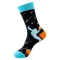 Calcetines Media Caña con Motivo Espacial Astronauta Negro Cian Naranja Variante - Talla única / Meteorito Astronauta Negro Cian Naranja (378)