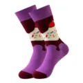 Women sweet strawberry ice cream mid-tube socks purple dopamine fashion casual streetwear socks - Purple Strawberry Ice Cream (390)