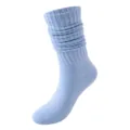 Hellblaue einfarbige Slouch Socks, lässige Strick Bubble Langstrümpfe für Damen Alltag - Einheitsgröße / Hellblau