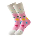 Cute dopamine ice cream sprinkle pattern mid-tube socks, pink white casual fashion socks. - Pink And White Dotted Ice Cream (393)