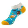 Calcetines cortos de verano para mujer, diseño de helado, pinkies cómodos, suaves y transpirables. - Talla única / Azul (Copa de Helado C136)