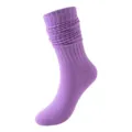 Lila Slouch Socken, einfarbige gerippte lange warme Candysocken für Damen im Alltag. - Einheitsgröße / Lila