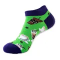 Calcetines tobilleros coloridos con motivo de café para mujeres y hombres, divertidos calcetines. - Talla única / Verde Púrpura (Café C138)