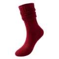 Einfarbige rote Scrunch-Socken, gemütliche und warme lange Modesocken für Damen und Freizeit. - Einheitsgröße / Burgunderrot