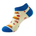 Calcetines tobilleros estampados creativos con divertido patrón de comida y frutas para mujer - Talla única / Amarillo Claro (Pollo Asado C139)