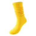 Einfarbige gelbe Slouch-Socken, kuschelige Bonbonfarben lange warme Damensocken für Alltag. - Einheitsgröße / Leuchtgelb