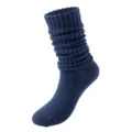Einfarbige dunkelblaue Stulpensocken für Damen, dicke Strick warme lange Wintersocken. - Einheitsgröße / Marineblau