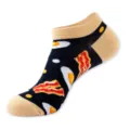 Calcetines divertidos para mujer y hombre, calcetines negros con estampado de huevo frito y tocino. - Talla única / Negro (Huevo Frito C141)
