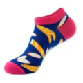 Calcetines cortos de mujer multicolores patucos transpirables con divertido diseño frutal. - Talla única / Azul Rosa (Fruta Abstracta C146)