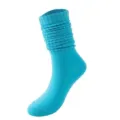 Leuchtend blaue Slouch-Socken für Damen, modische Bonbonfarben gestrickte lange Socken Variante. - Einheitsgröße / Seeblau