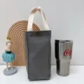 Minimalistische Leinwand Tassenhülle isolierte Beutel tragbare Wasserflasche Träger dunkelgrau. - Dunkelgrau