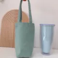 Tragbarer Canvas Wasserflaschenbeutel, einfarbige Kaffeetasche Becherhülle für den Alltag - Oberer Griff / Bohnengrün