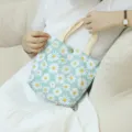 Süße Blumen Canvas Handtasche für Damen leicht Sommer lässig Gänseblümchen Druck Tasche - Light Green Daisy