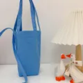 Blaues Canvas-Wasserflaschen-Tasche, Umhängetasche tragbare Becherhülle für den täglichen Gebrauch. - Himmelblau Umhängetasche Stil